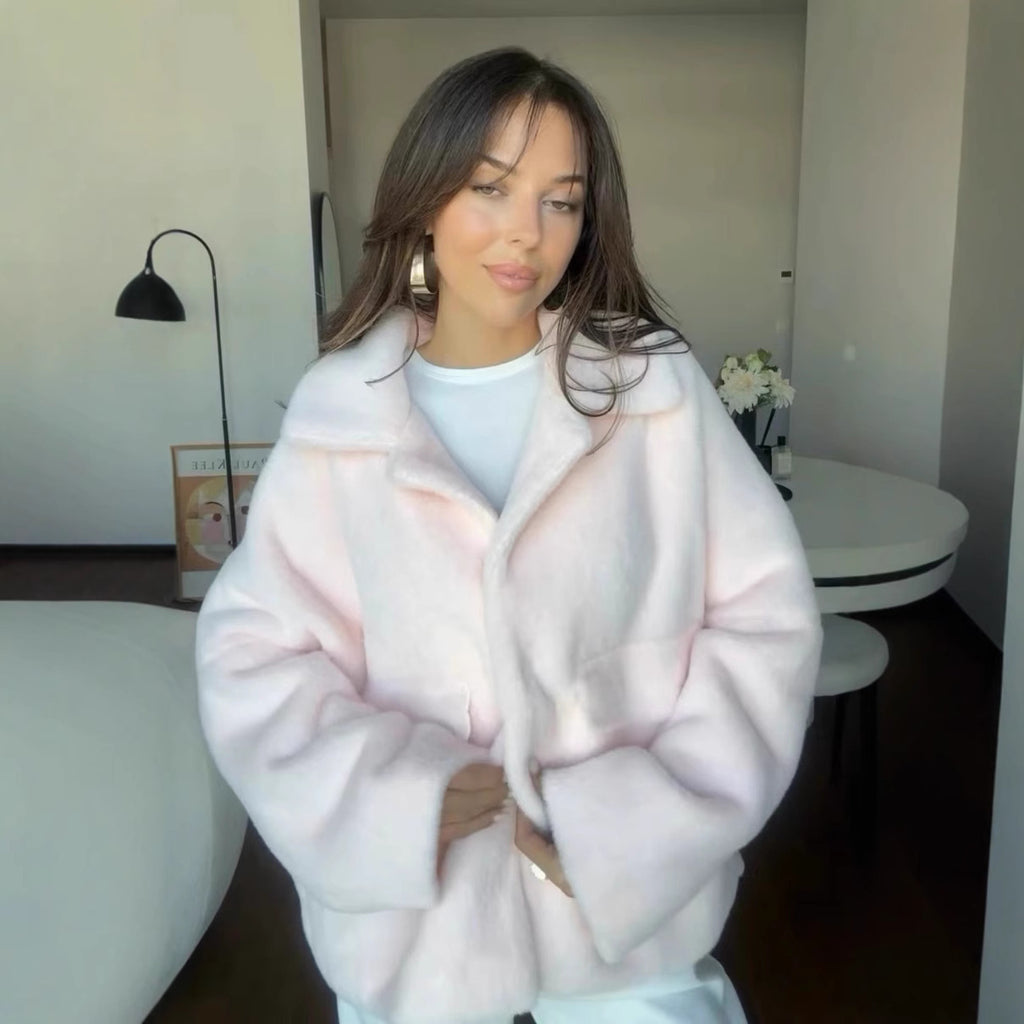 Frosted-Elegance Fur Coat