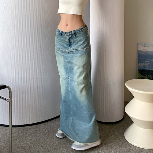 Bleach-Washed Denim Maxi