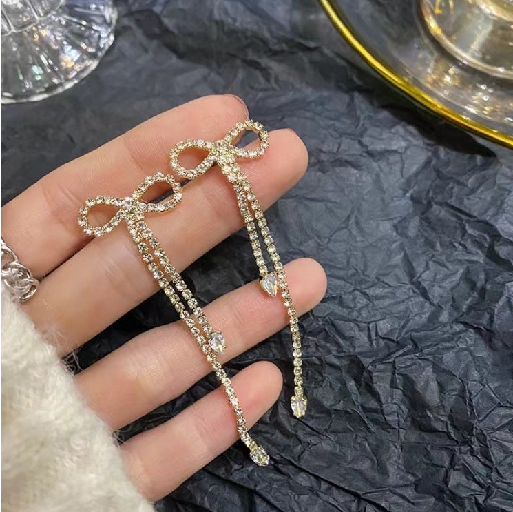Crystal-Ribbon Drop Earrings