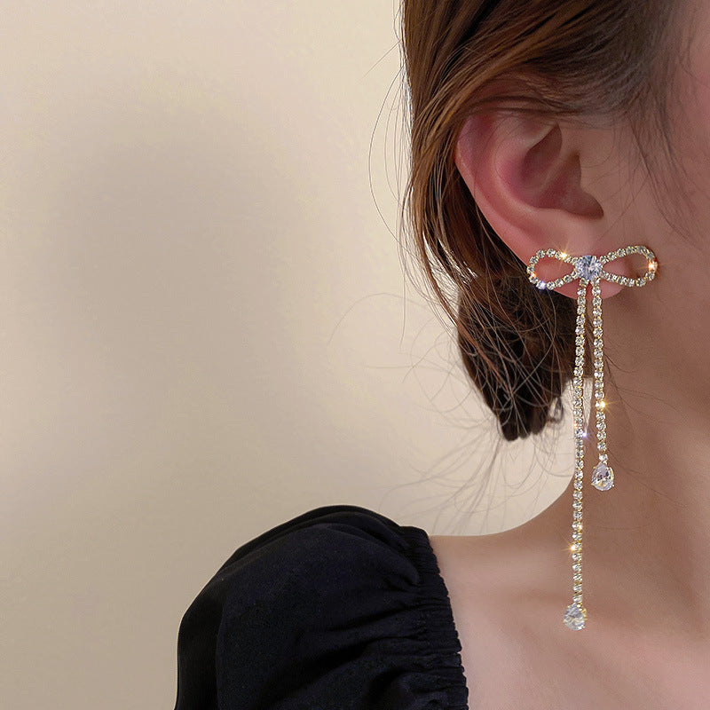 Crystal-Ribbon Drop Earrings