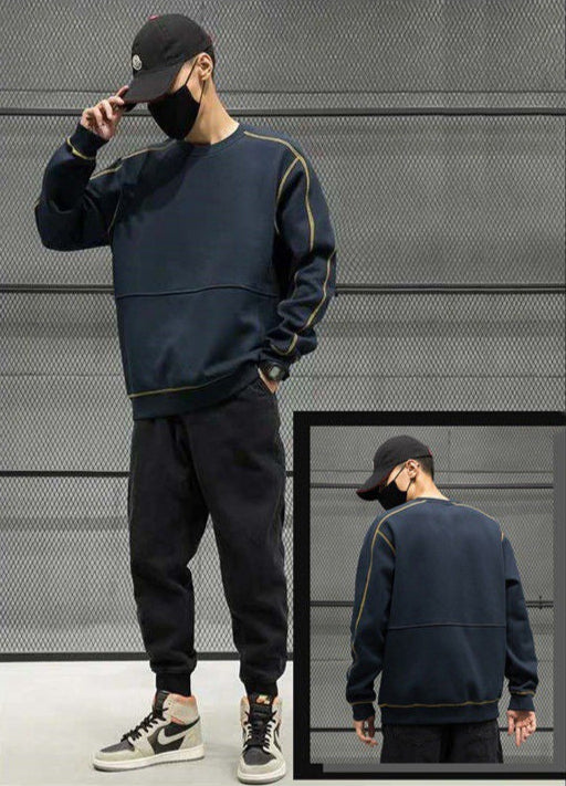 Block-Stitch Crew Neck