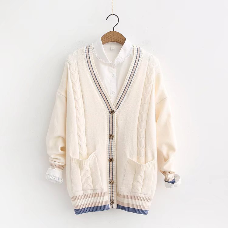 Sweet-Embroidery Balloon Cardigan