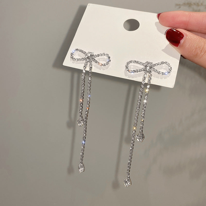 Crystal-Ribbon Drop Earrings