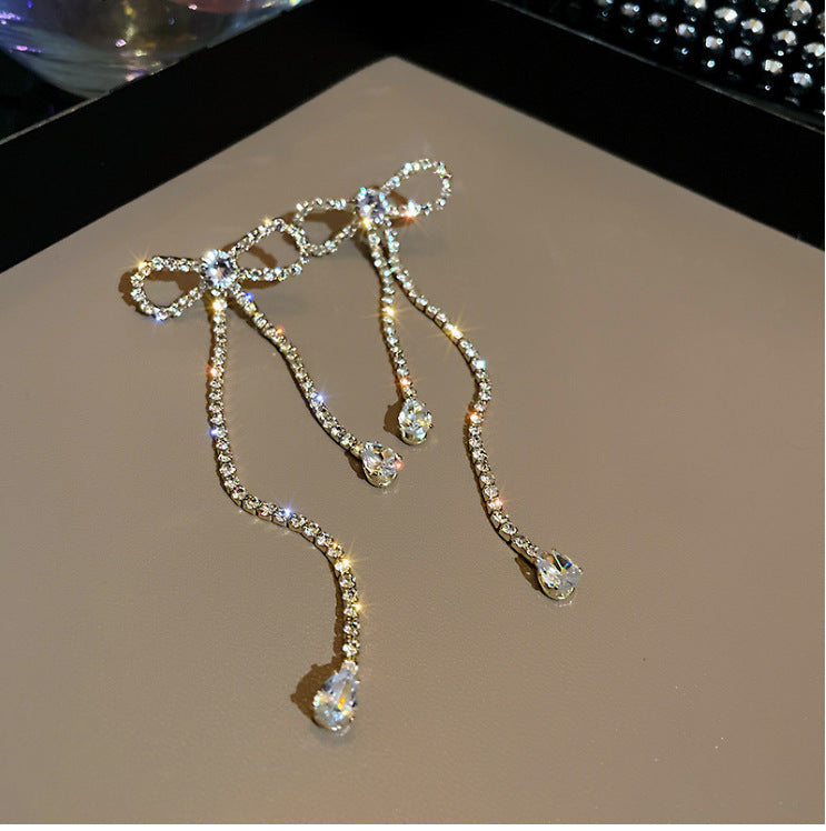 Crystal-Ribbon Drop Earrings